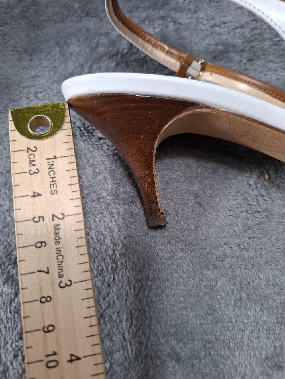 kate spade White Peep-Toe Slingback Heels with Tan Trim and Pink Insole Sz 8.5 - Picture 12 of 14